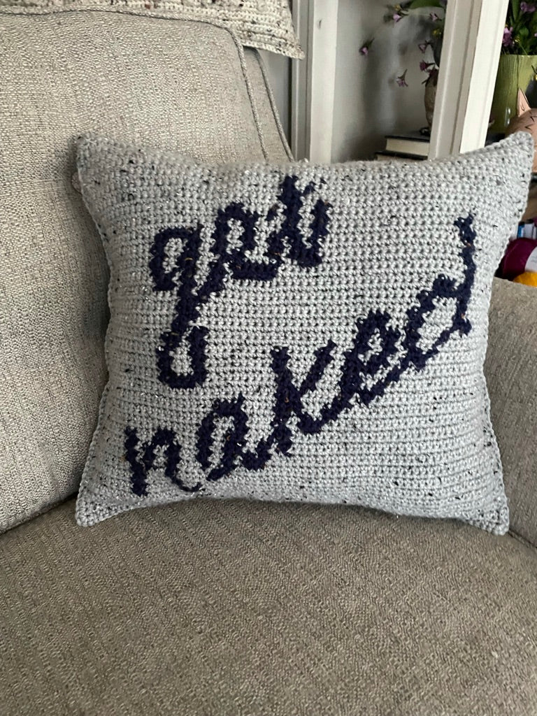 Get Naked Crochet Pillow