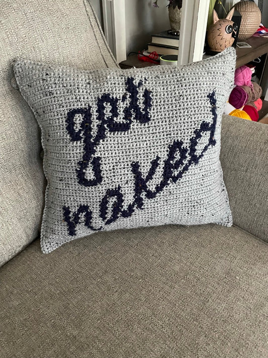 Get Naked Crochet Pillow