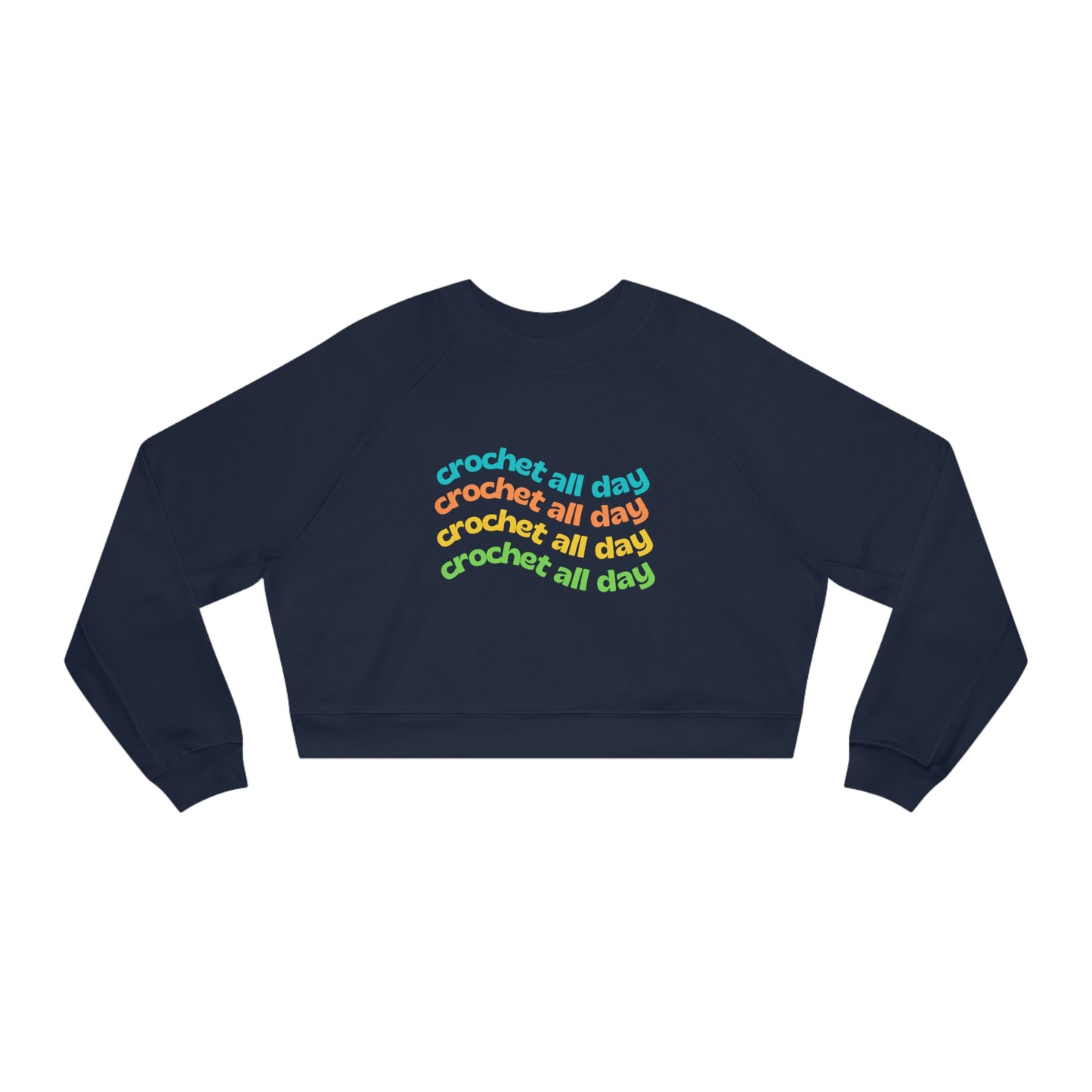 Crochet All Day- Cropped Fleece Pullover Sweatshirt