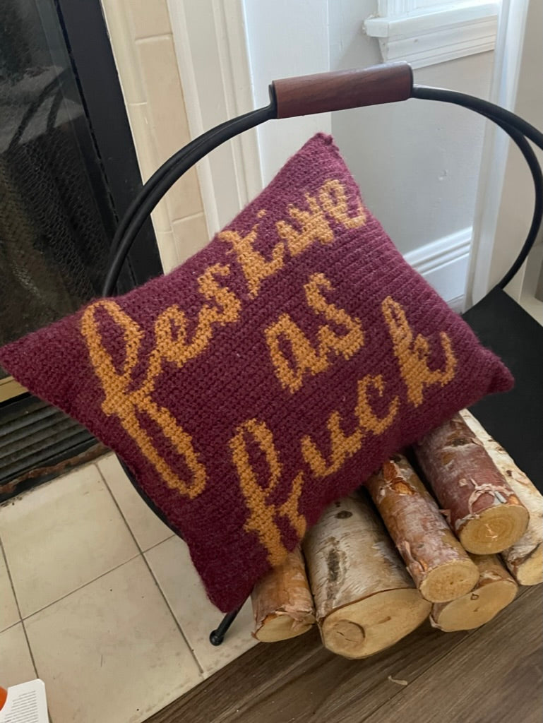 Festive As Fuck Crochet Pillow