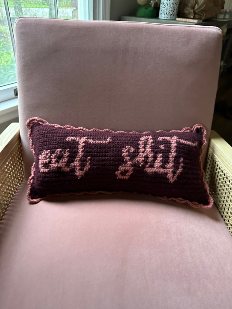 Eat Shit Crochet Pillow