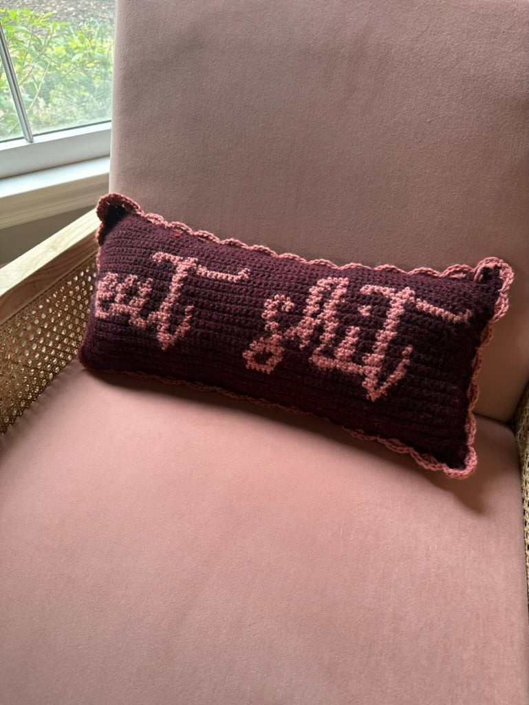 Eat Shit Crochet Pillow