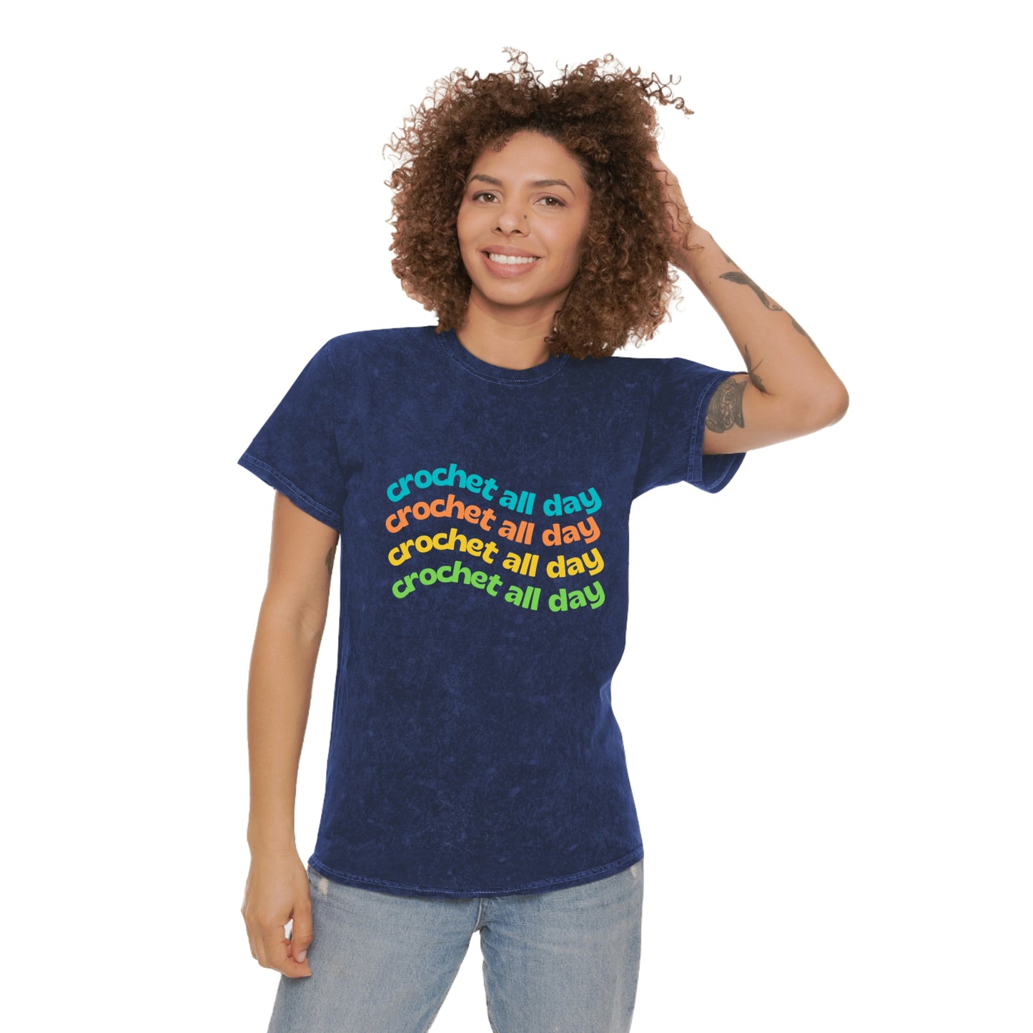 Crochet All Day- Unisex Mineral Wash T-Shirt