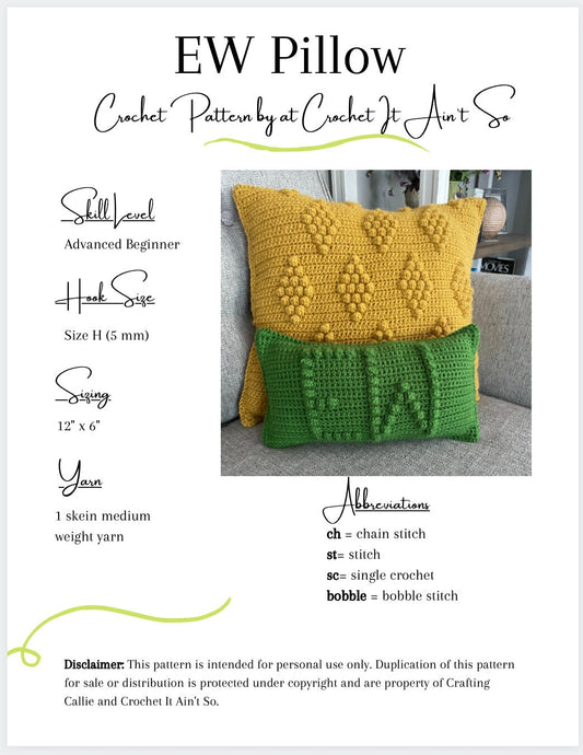 CROCHET PATTERN- Ew Crochet Pillow, Ew David, Alexis Rose, Schitt’s Creek