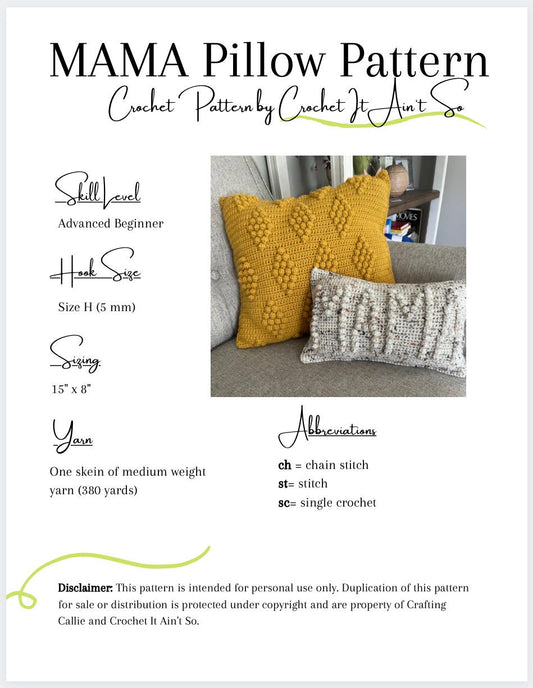 CROCHET PATTERN- MAMA Pillow, Mama Crochet Pillow, Mother’s Day Pillow