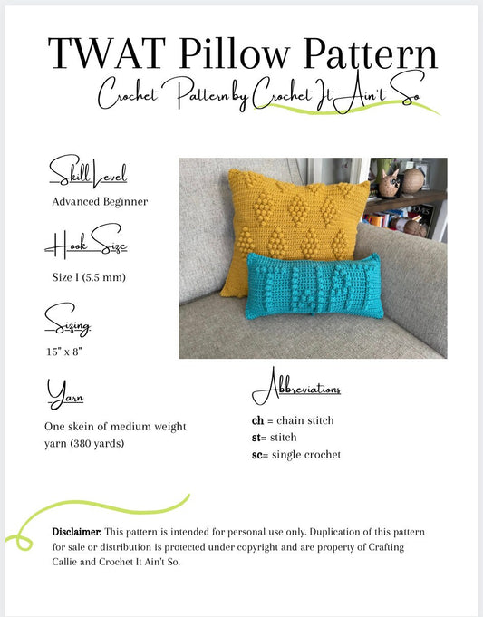 CROCHET PATTERN- Twat Pillow, PDF Pattern