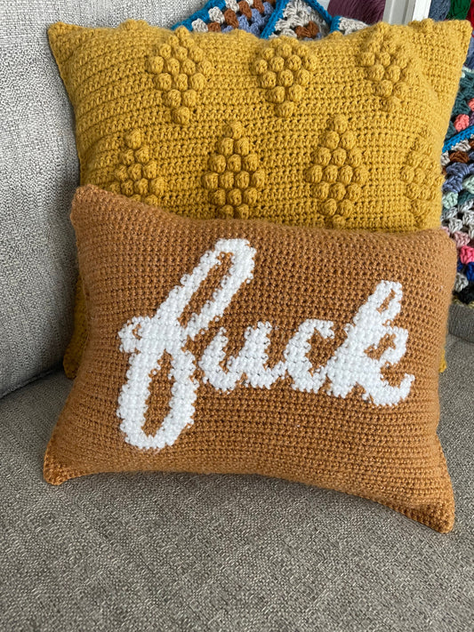 CROCHET PATTERN- Fuck Pillow, Fuck Colorwork Pillow, Crochet Pillow, Curse Word Pillow