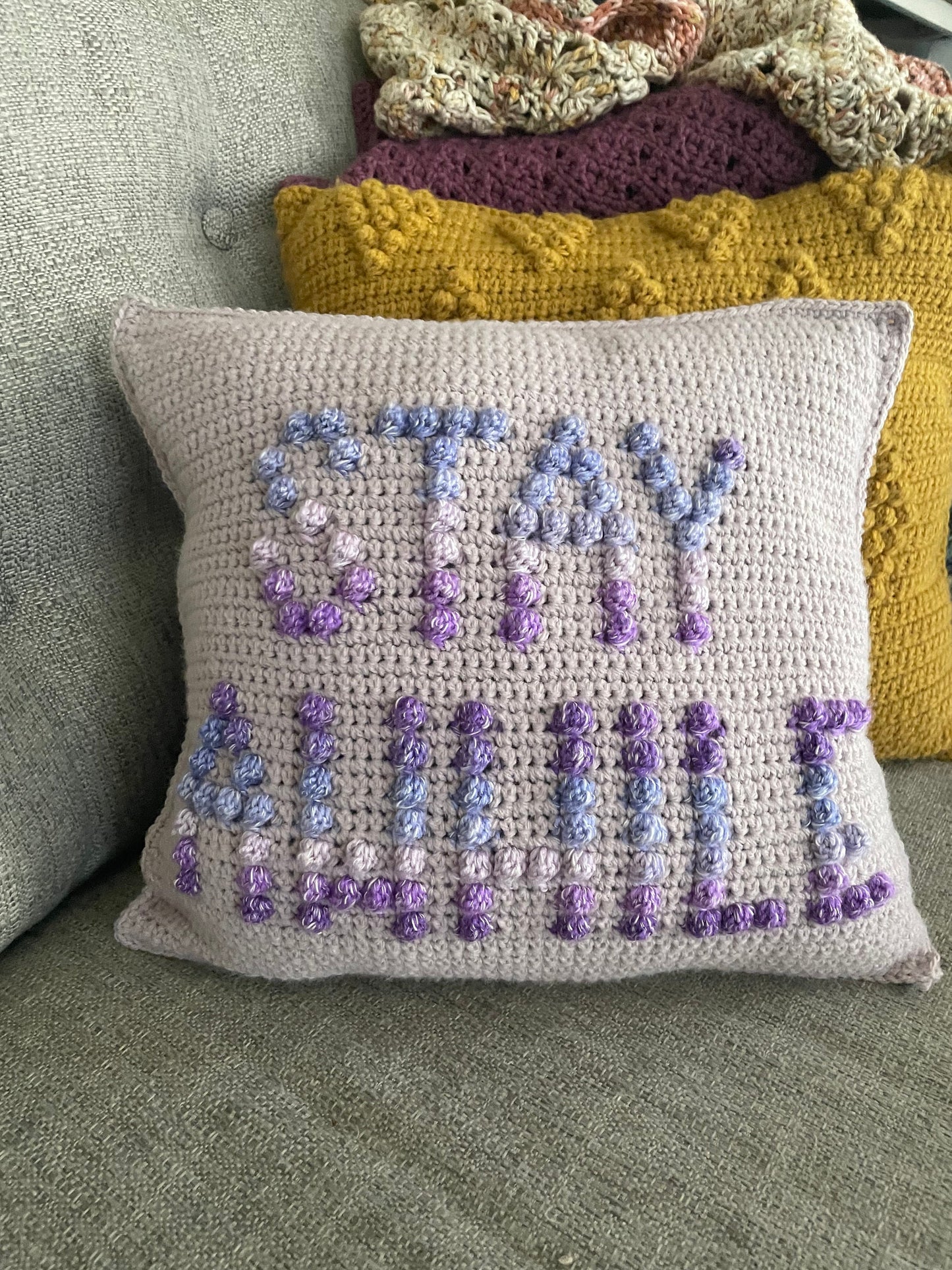 CROCHET PATTERN- Please Leave By 9/ Stay Awhile Reversible Crochet Pillow Pattern