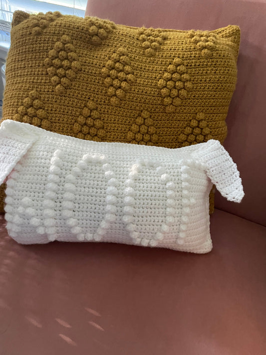 CROCHET PATTERN- Woof Pillow, Dog Crochet Pillow