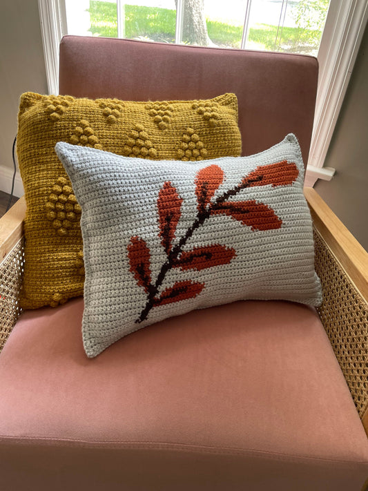 CROCHET PATTERN- Fall Leaves, Fall Crochet Pillow, Autumn Pillow
