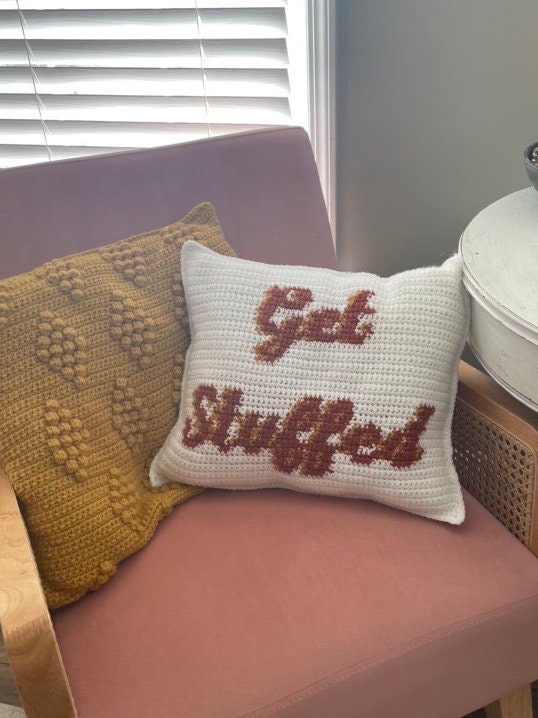 CROCHET PATTERN- Get Stuffed Crochet Pillow Pattern, Thanksgiving Pillow Pattern