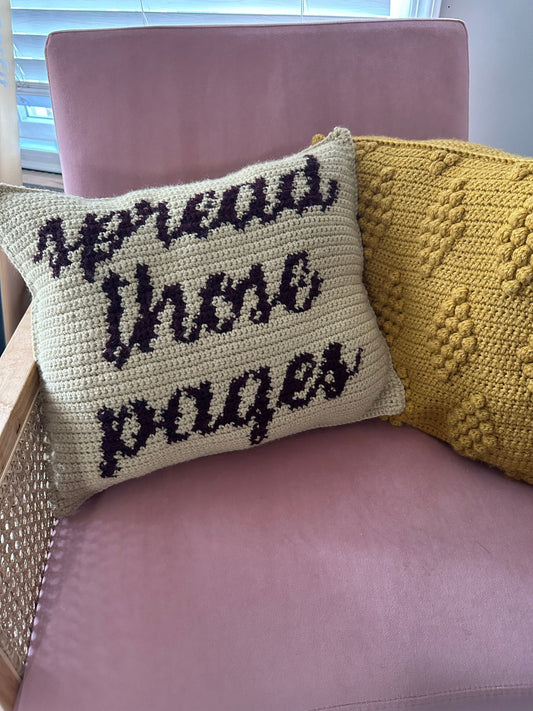 Spread Those Pages Crochet Pillow Pattern, Book Nerd Crochet Pillow