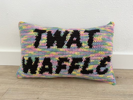 CROCHET PATTERN- Twat Waffle Colorwork Crochet Pillow Pattern, Curse Word Crochet, Funny Crochet