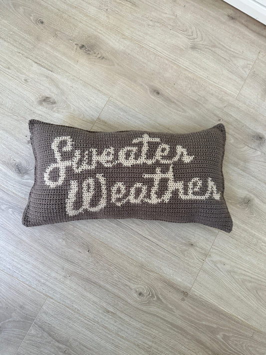 CROCHET PATTERN- Sweater Weather Crochet Pillow, Fall Autumn Crochet Pillow