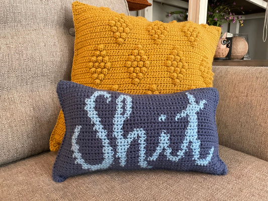 CROCHET PATTERN- This Little Shit Colorwork Crochet Pillow